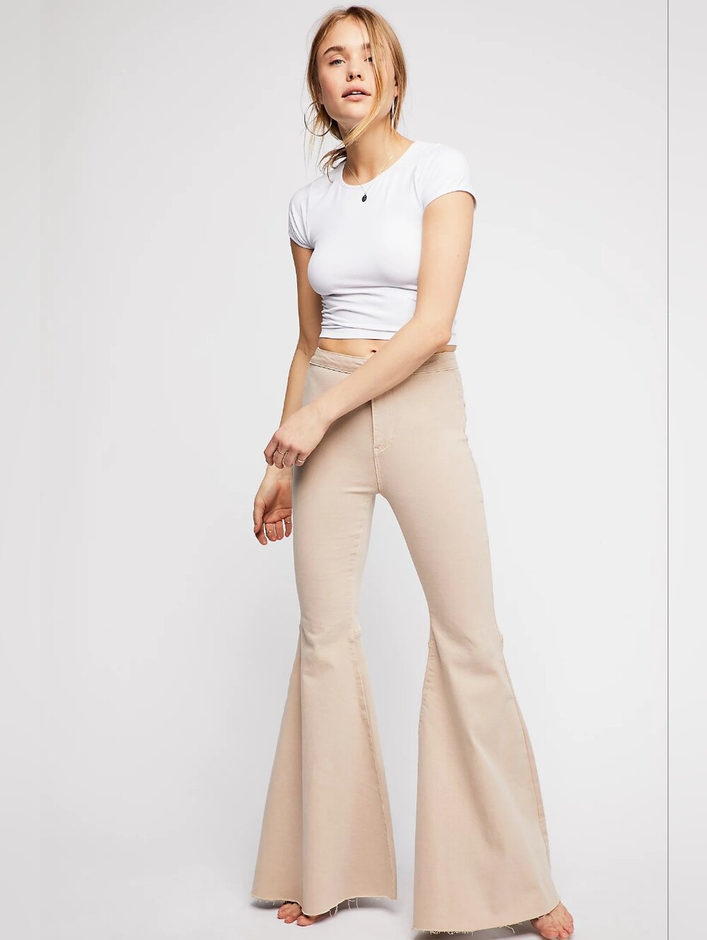 Free People (out of stock) Beige WE JUST FLOAT ON AIR High-Rise Flare Jeans, 28